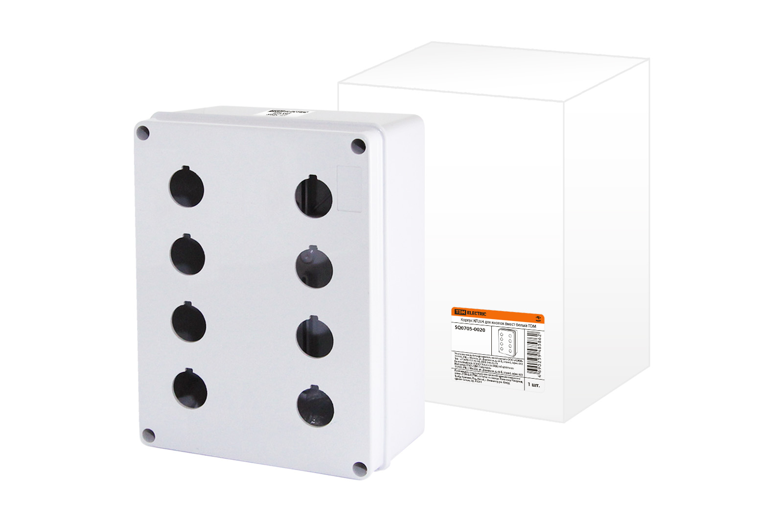 Корпус КП204 для кнопок 8мест белый TDM SQ0705-0020