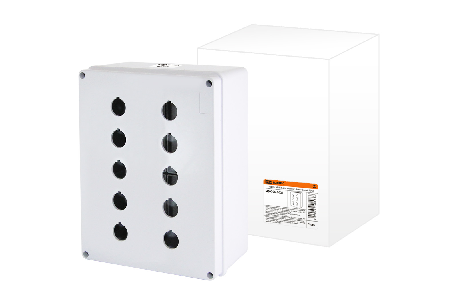 Корпус КП205 для кнопок 10мест белый TDM SQ0705-0021