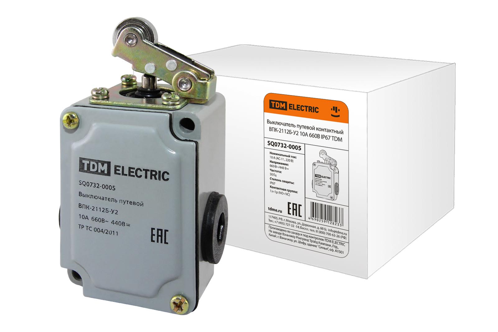 Выключатель путевой контактный ВПК-2112Б-У2 10А 660В IP67 TDM SQ0732-0005