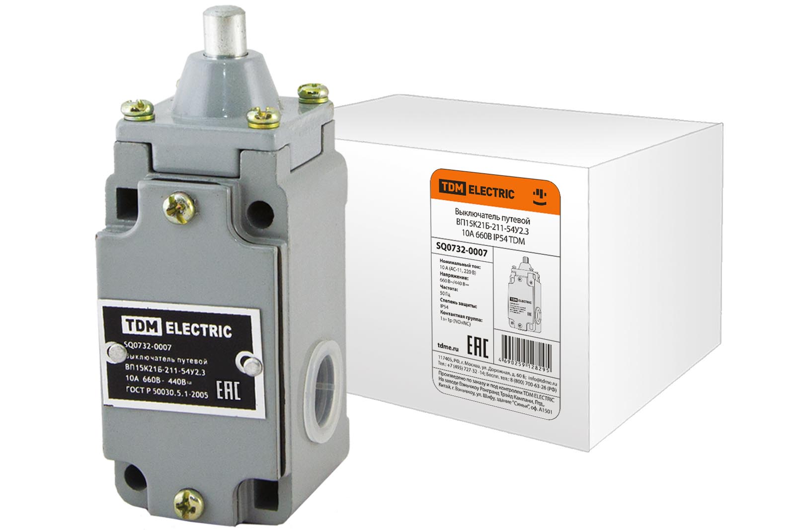 Выключатель путевой ВП15K21Б-211-54У2.3 10А 660В IP54 TDM SQ0732-0007