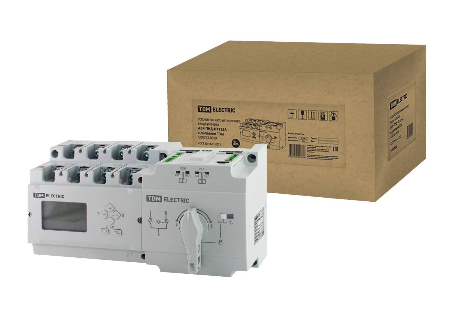 Устройство автоматического ввода резерва АВР-ПНД 4П 125А 380В с дисплеем TDM SQ0743-0029