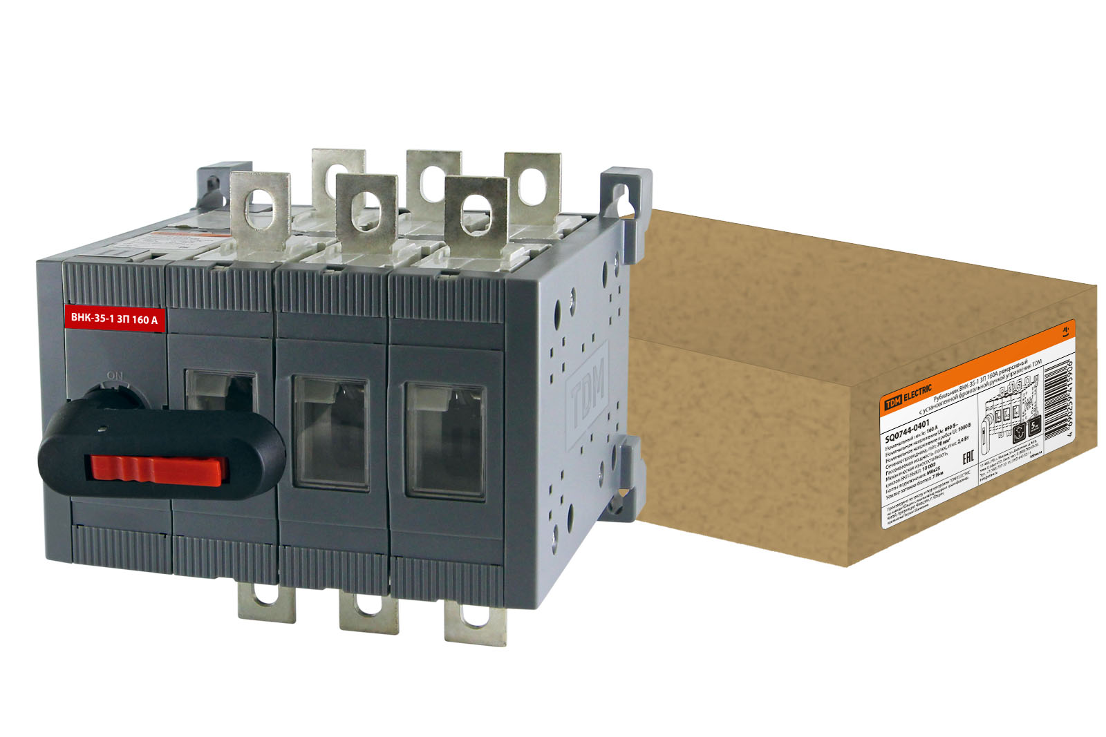 Рубильник ВНК-35-1 3П 160А реверсивный TDM SQ0744-0401