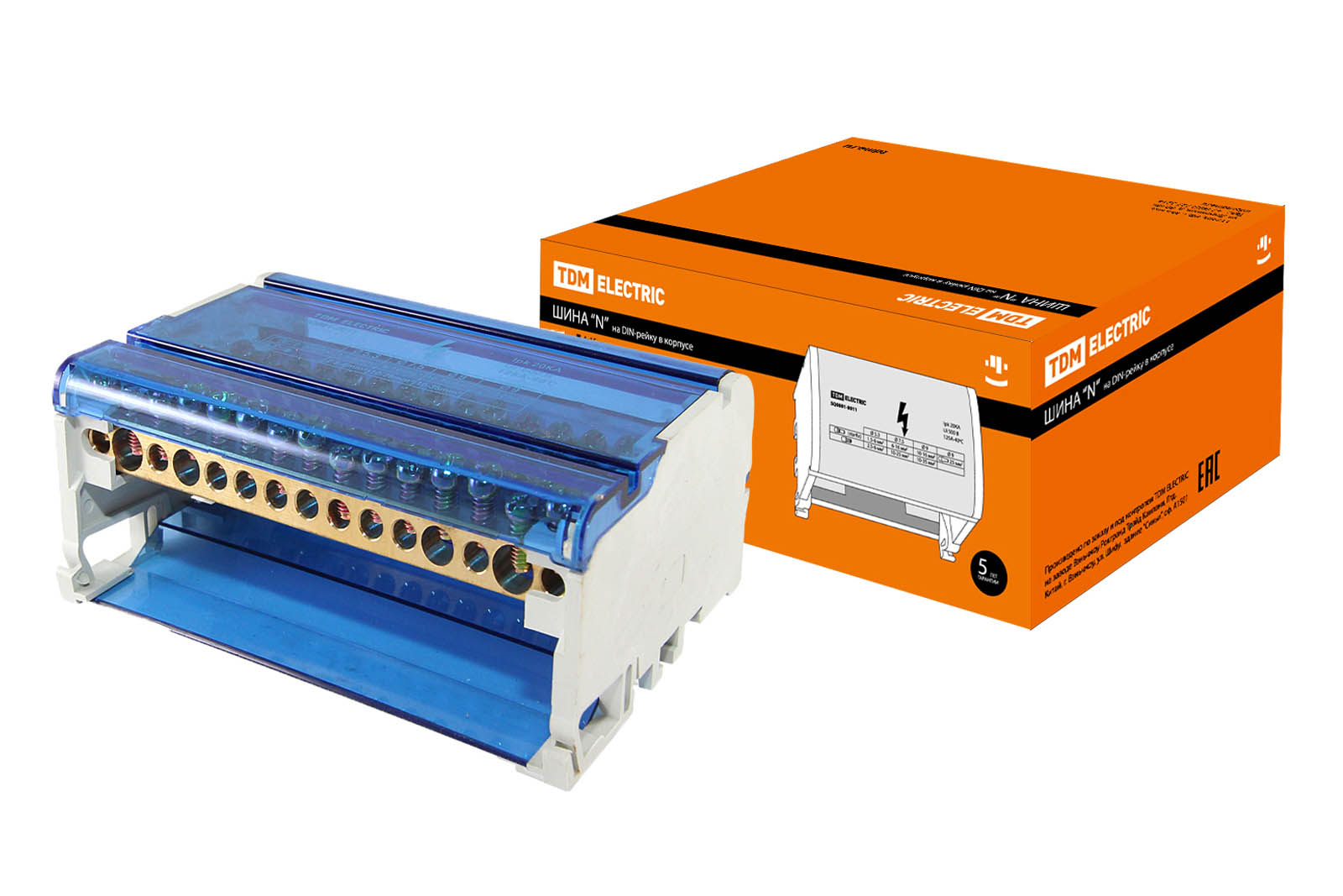 "Шина ""N"" нулевая на DIN-рейку в корпусе 4х11групп TDM" SQ0801-0010