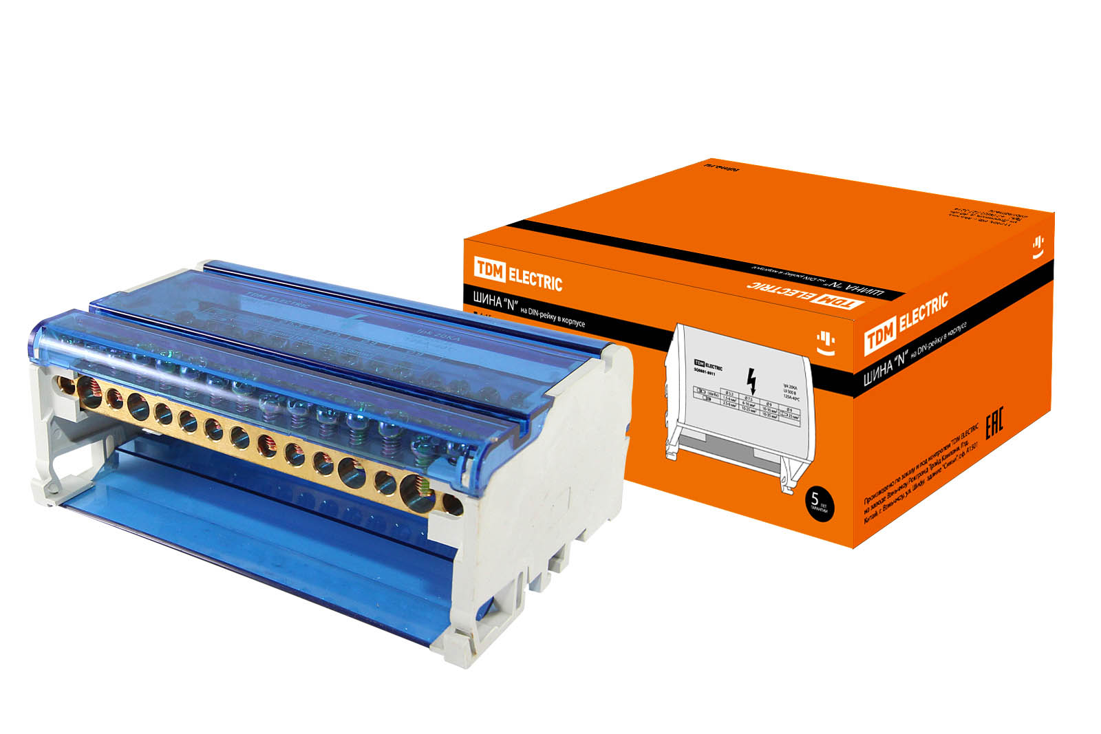 "Шина ""N"" нулевая на DIN-рейку в корпусе 4х15групп TDM" SQ0801-0011