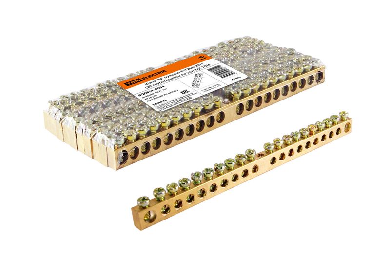 "Шина ""N"" нулевая 8х12мм 20/1 (20 групп/крепеж по центру) TDM" SQ0801-0054