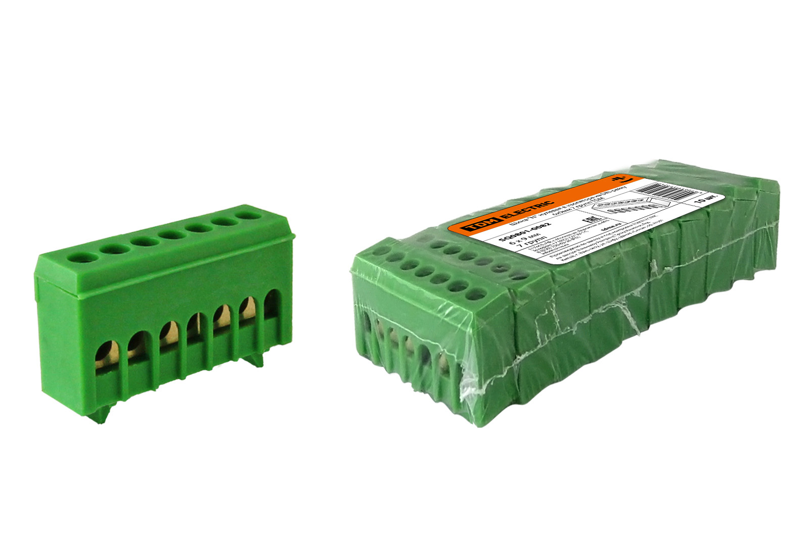 "Шина ""N"" нулевая в изоляторе на DIN-рейку 6x9мм 7 групп TDM" SQ0801-0082