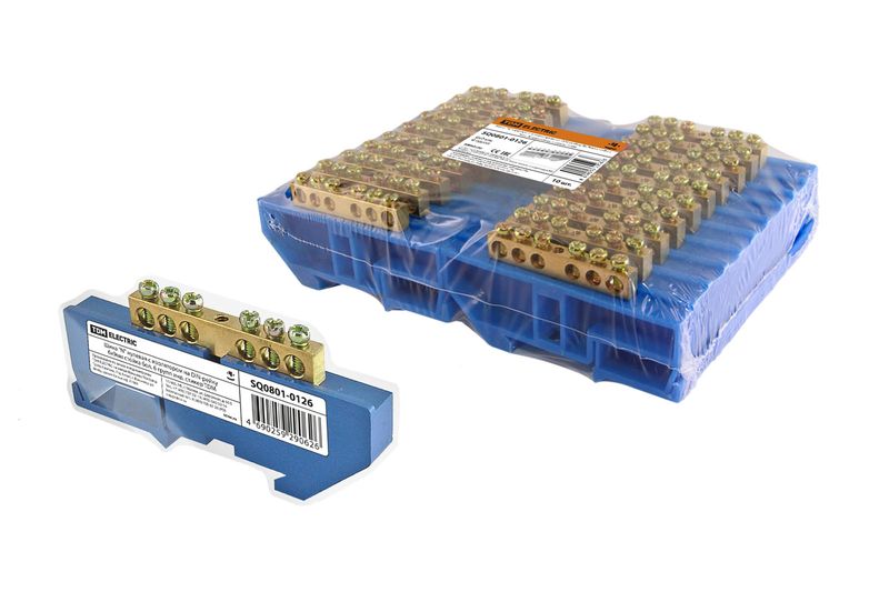 "Шина ""N"" нулевая с изолятором на DIN-рейку 6x9мм стойка бол. 6 групп инд. стикер TDM" SQ0801-0126