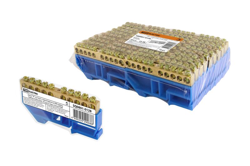 "Шина ""N"" нулевая с изолятором на DIN-рейку 6х9мм стойка бол. 10 групп инд. стикер TDM" SQ0801-0128