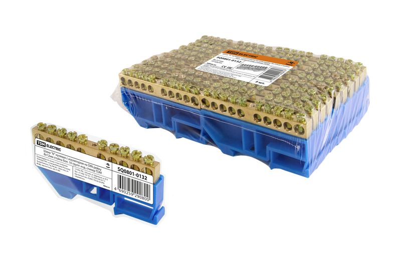 "Шина ""N"" нулевая с изолятором на DIN-рейку 8x12мм стойка бол. 10 групп инд. стикер TDM" SQ0801-0132