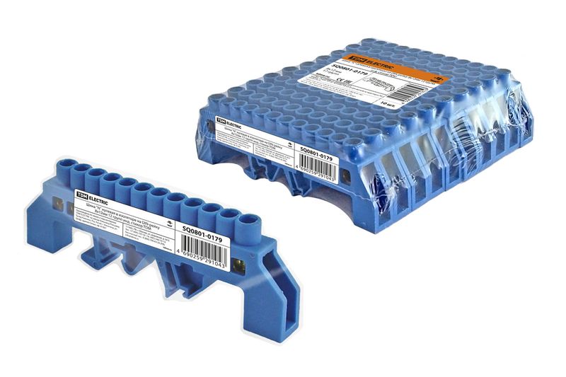 "Шина ""N"" нулевая в изоляторе на DIN-рейку 8x12мм 12 групп инд. стикер TDM" SQ0801-0179