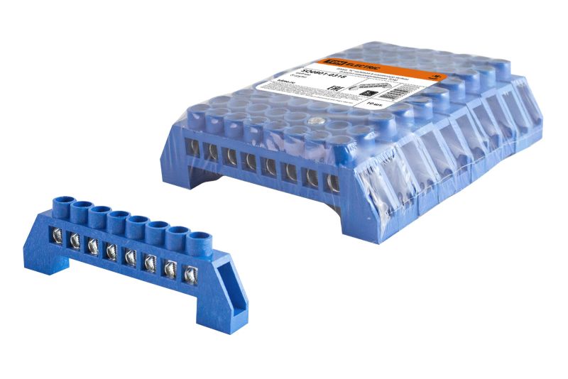 "Шина ""N"" нулевая в изоляторе 6х9мм 8 групп никелированная TDM" SQ0801-0318