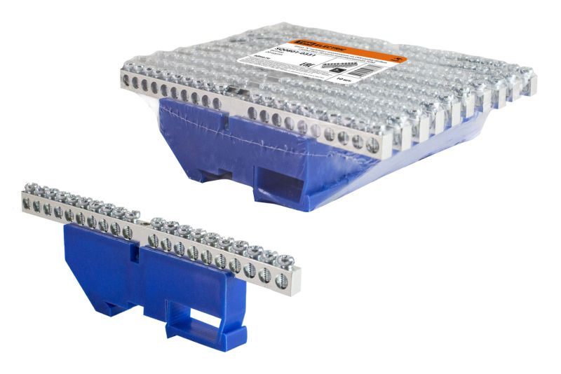 "Шина ""N"" нулевая с изолятором на DIN-рейку 6x9мм стойка бол. 20 групп никелированная TDM" SQ0801-0331