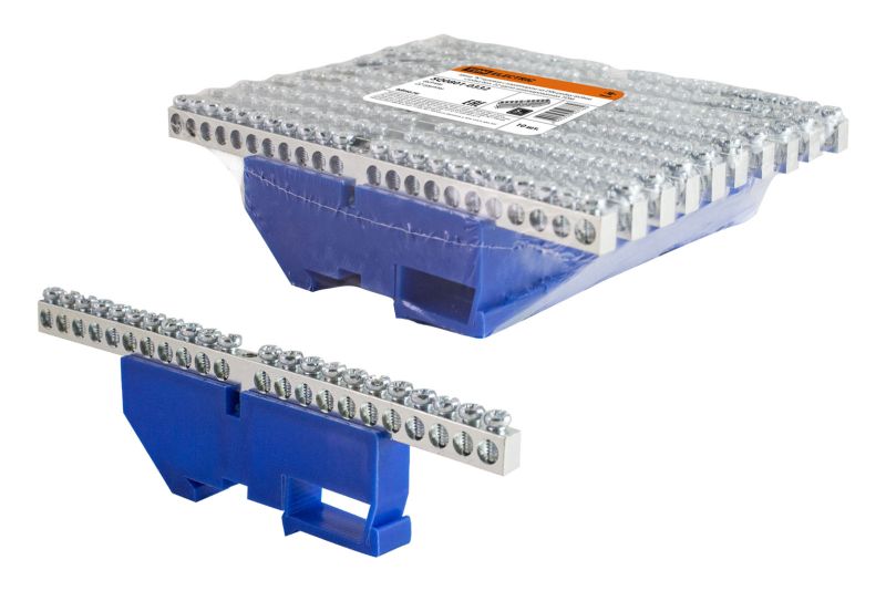 "Шина ""N"" нулевая с изолятором на DIN-рейку 6x9мм стойка бол. 22 групп никелированная TDM" SQ0801-0332