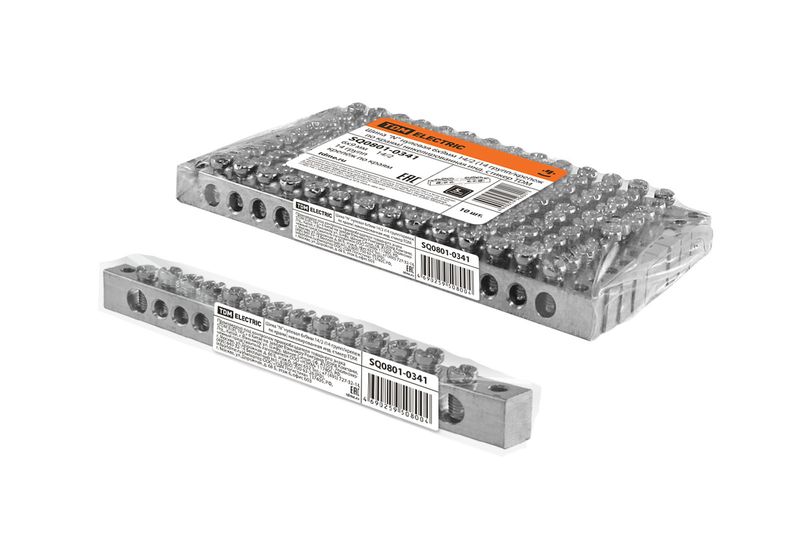 "Шина ""N"" нулевая 6х9мм 14/2 (14 групп/крепеж по краям) никелированная инд. стикер TDM" SQ0801-0341