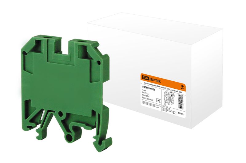 Зажим наборный ЗНИ-4мм2 (JXB35А) зеленый TDM SQ0803-0101