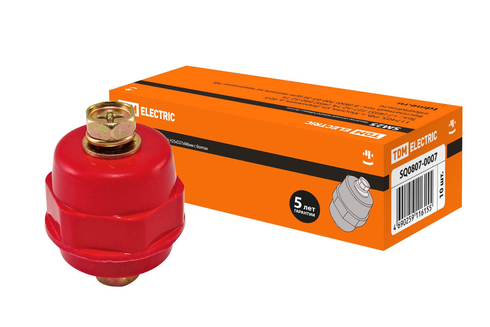 Изолятор SM25 силовой Н25хD27хМ6мм с болтом TDM SQ0807-0007