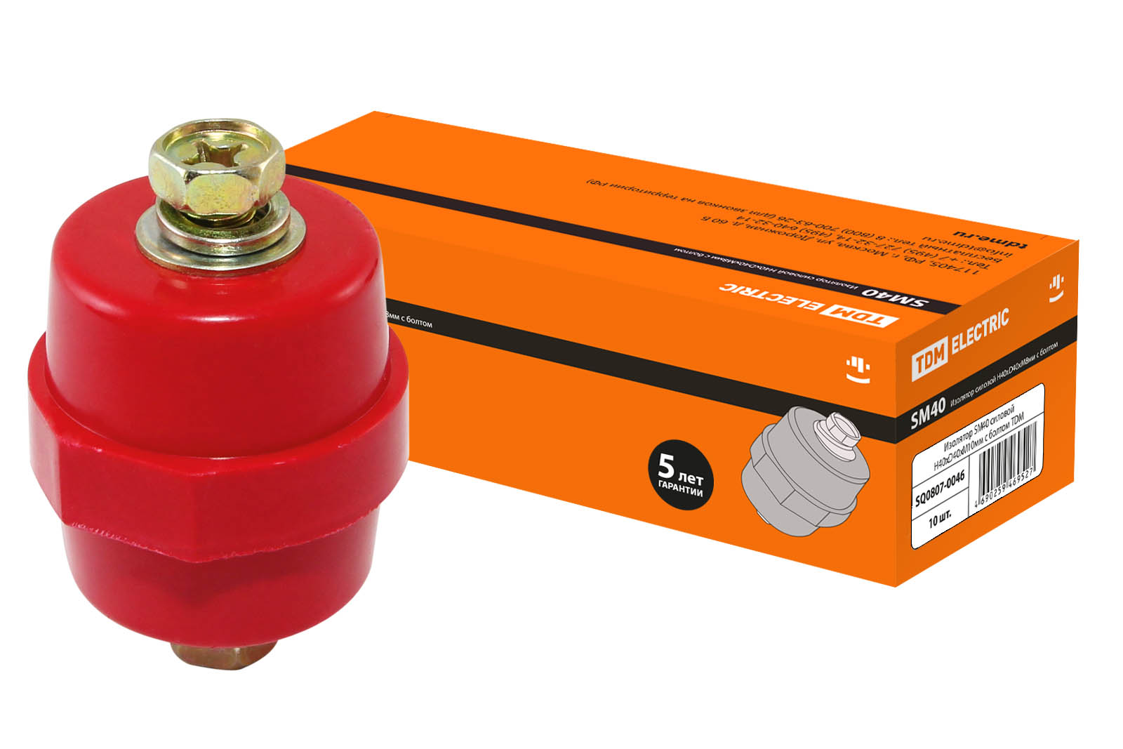 Изолятор SM40 силовой Н40хD40хМ10мм с болтом TDM SQ0807-0046