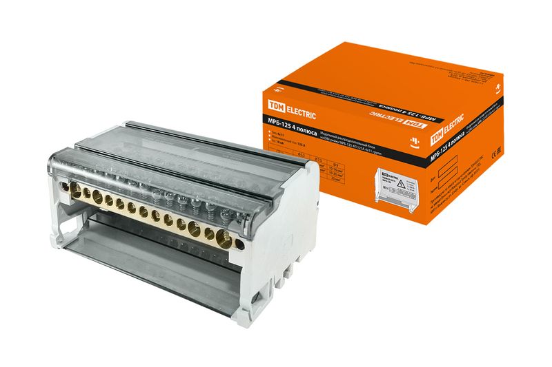 Модульный распределительный блок на DIN-рейку МРБ-125 4П 125А 4х11 групп TDM SQ0823-0014