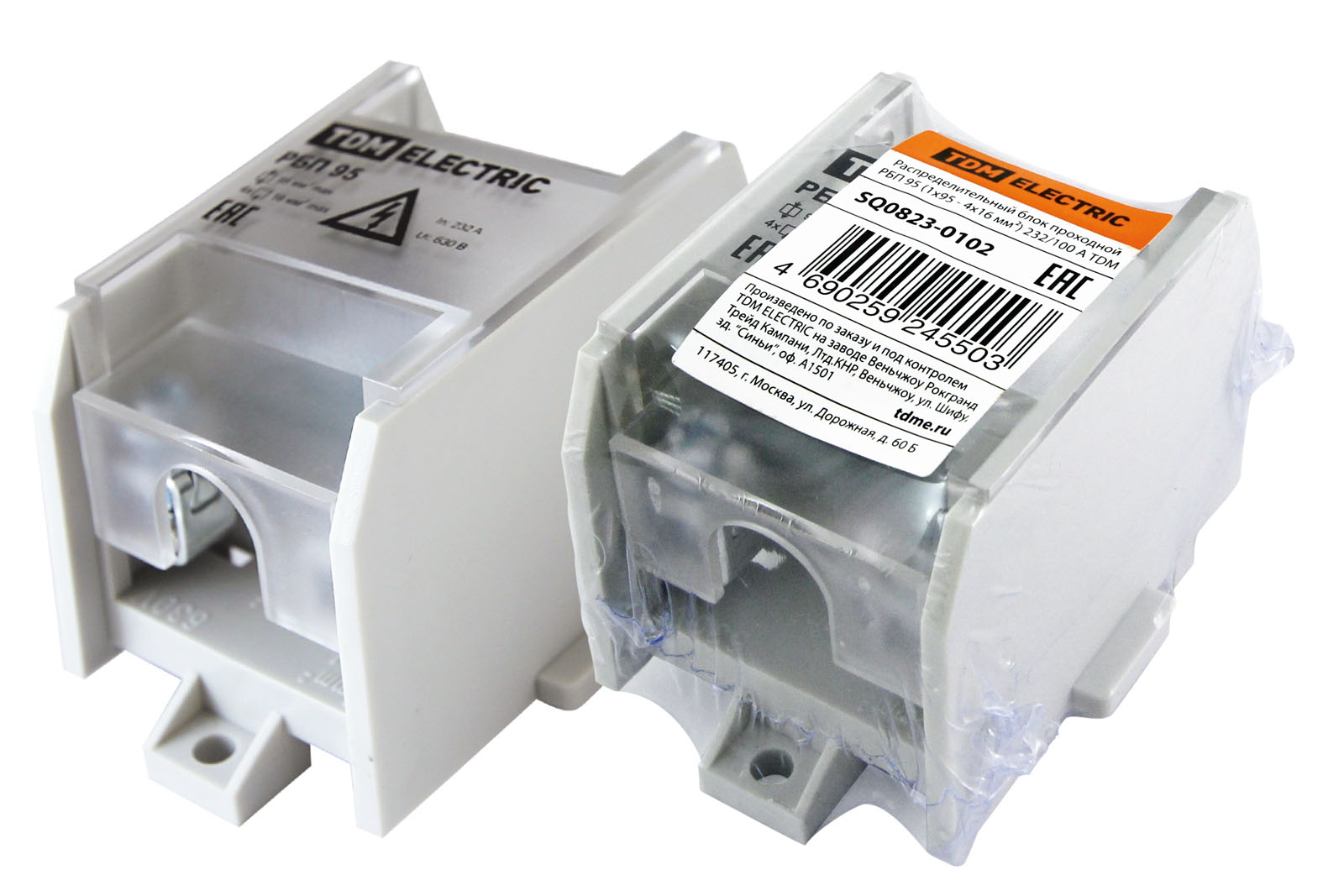 Распределительный блок проходной РБП 95 (1х95 - 4х16 мм2) 232/100 А TDM SQ0823-0102