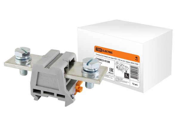 Клемма болтовая силовая КБС-150 кв.мм. серая 300А TDM SQ0833-0108