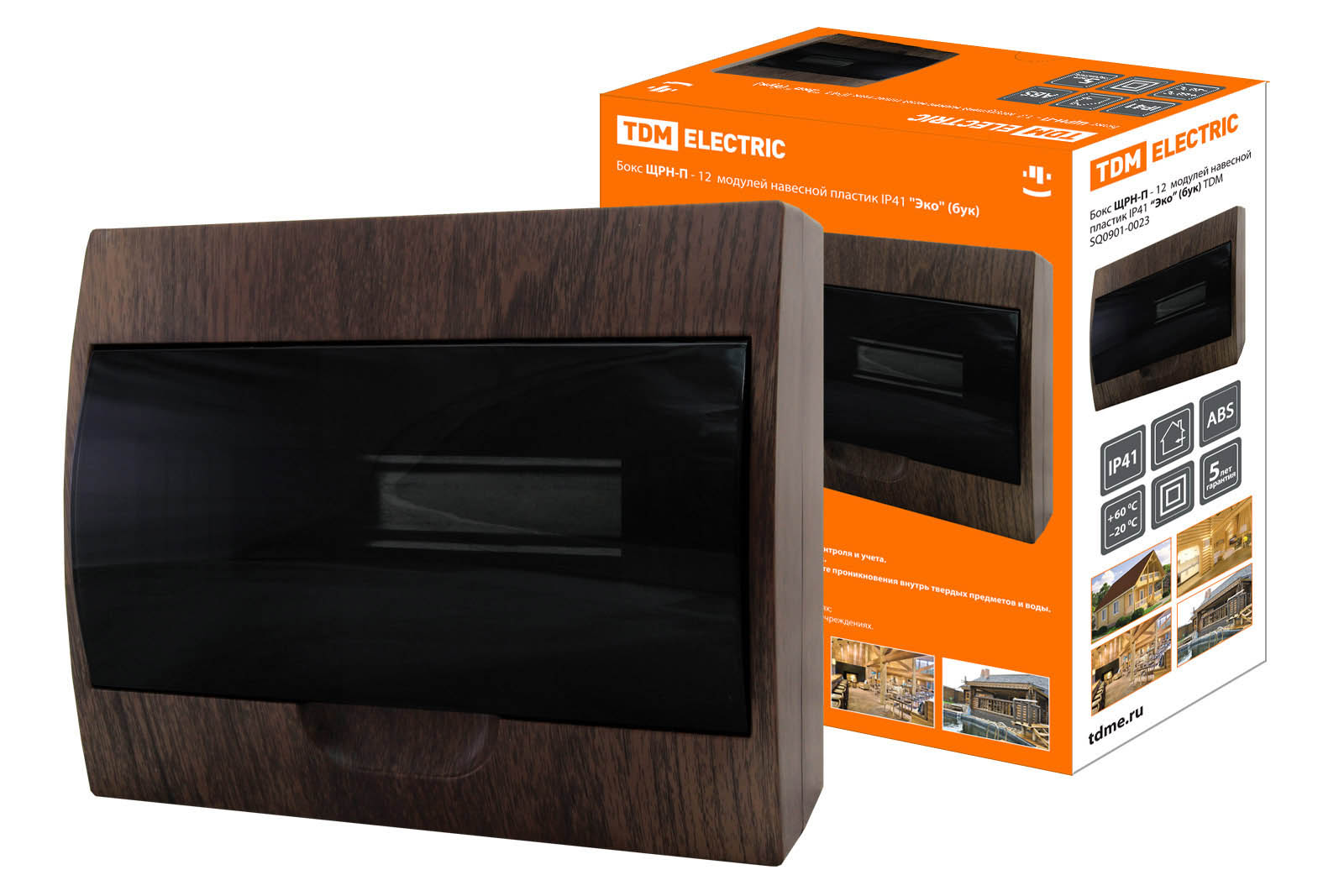 "Бокс ЩРН-П-12 модулей навесной пластик IP41 ""Эко"" (бук) TDM" SQ0901-0023