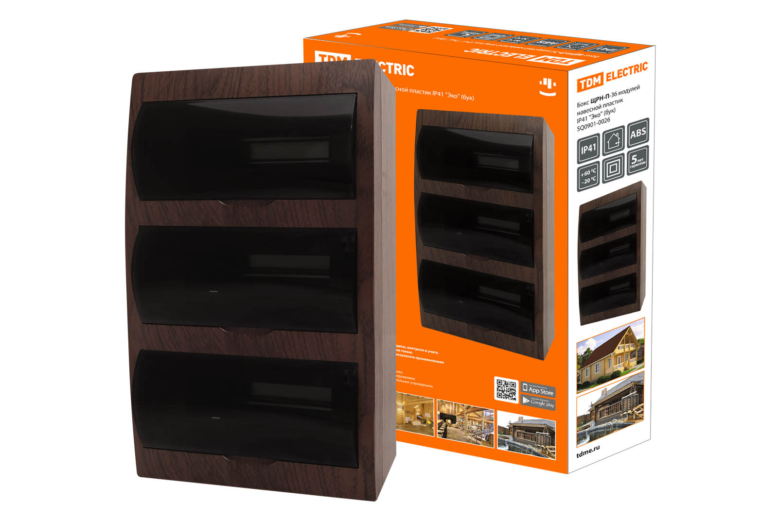 "Бокс ЩРН-П-36 модулей навесной пластик IP41 ""Эко"" (бук) TDM" SQ0901-0026