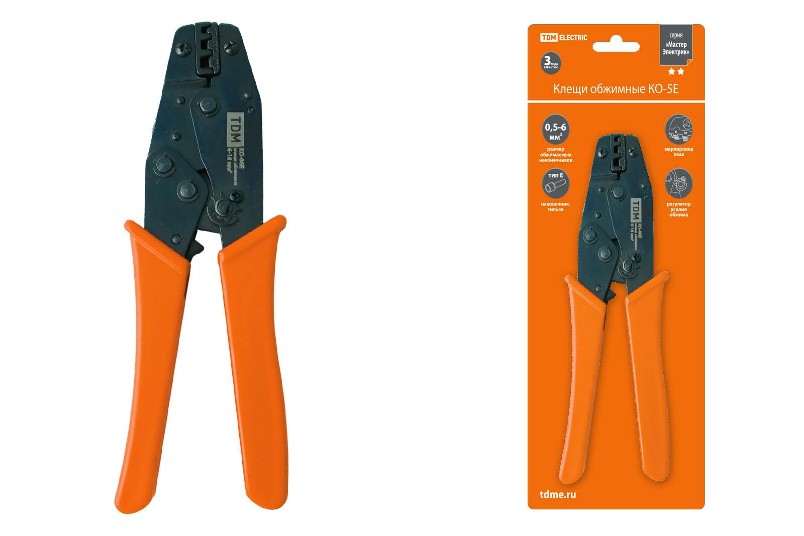 Клещи обжимные КО-5Е 0,5-6мм TDM SQ1001-0002