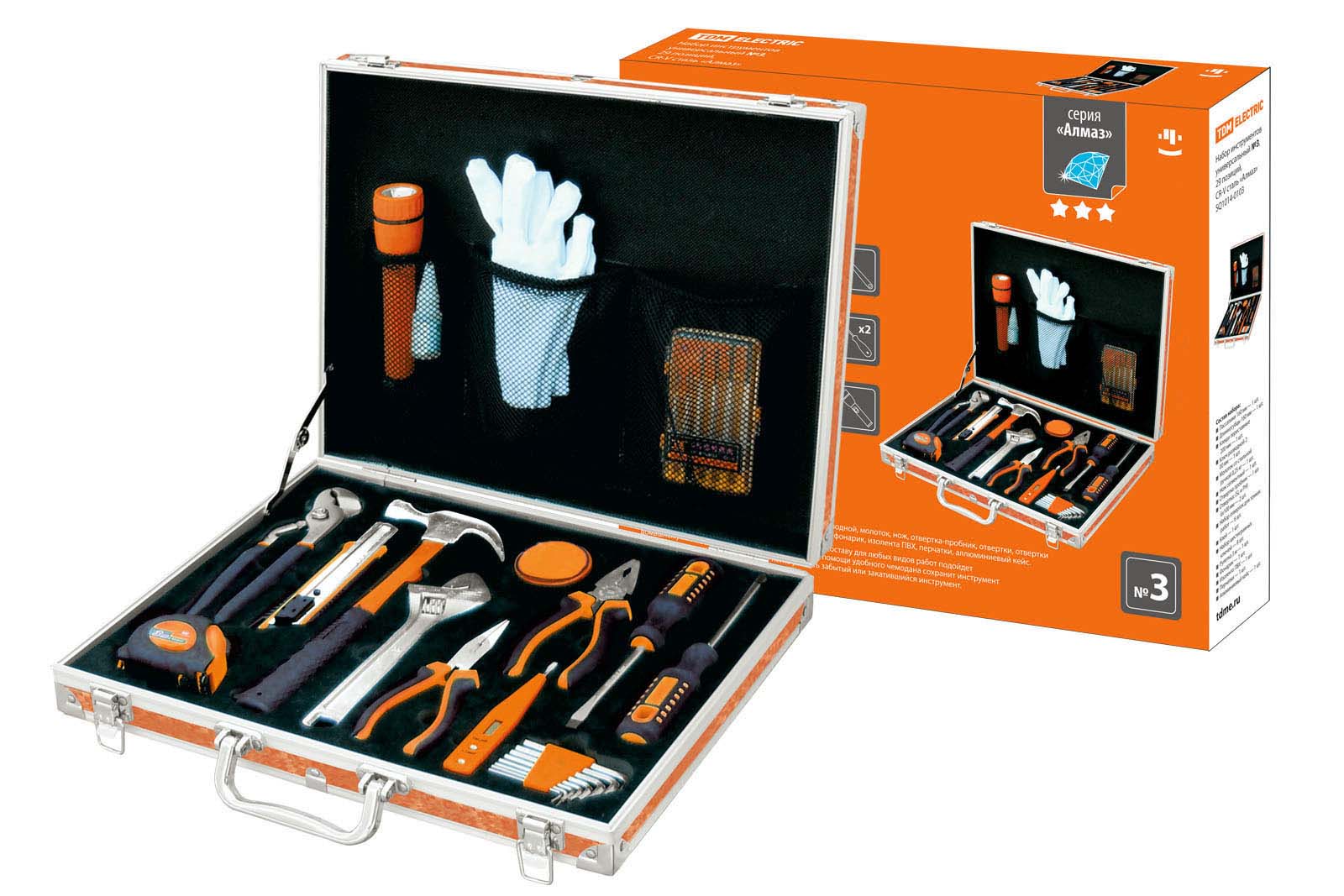 "Набор инструментов универсальный №3, 29 позиций, CR-V сталь ""Алмаз"" TDM" SQ1014-0103