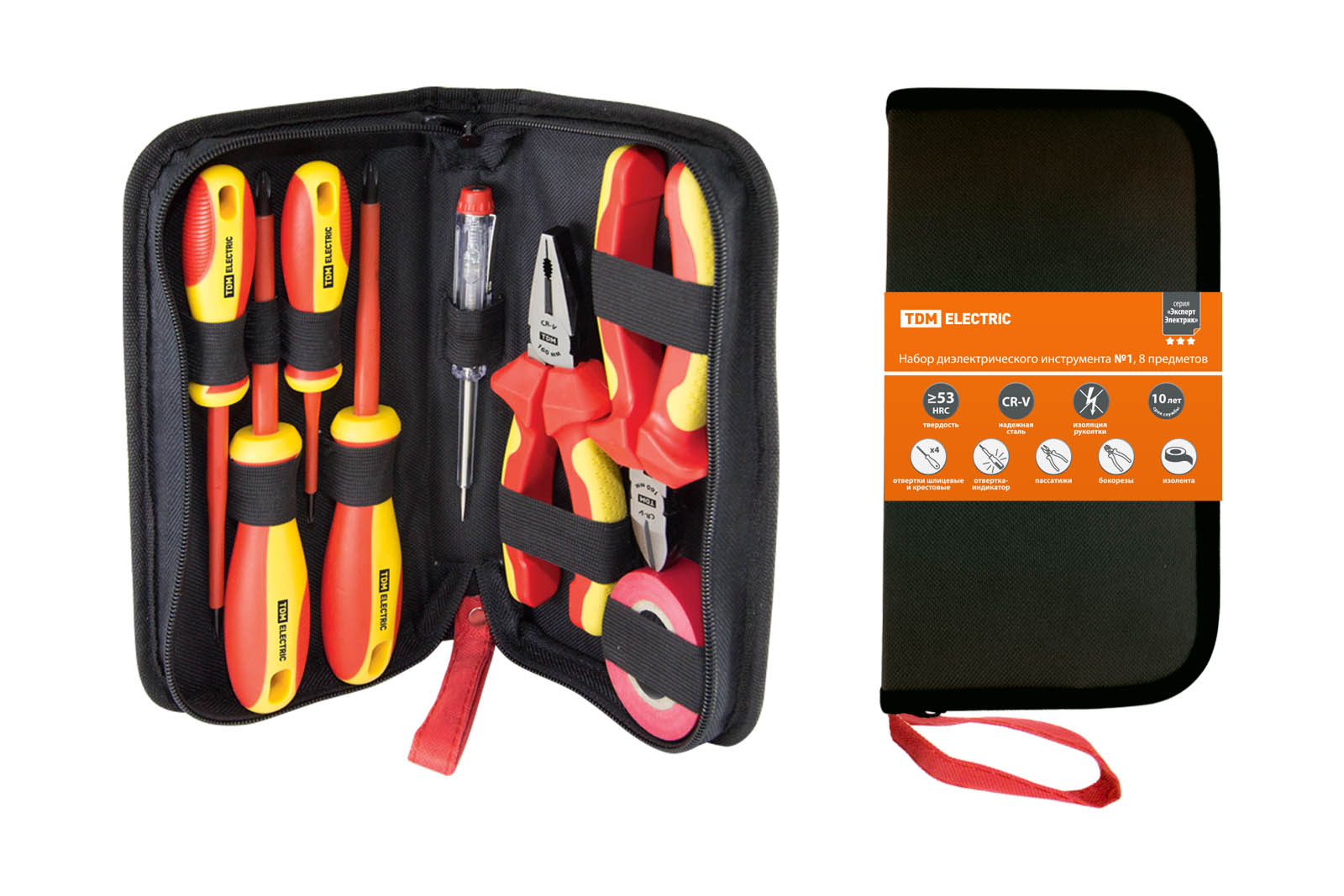 Набор диэлектрического инструмента №1, тканевый пенал, 8 предметов,  1000 В, “ЭкспертЭлектрик” TDM SQ1017-0101