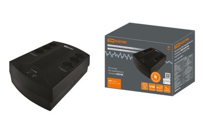 Источник бесперебойного питания ИБП 650 ВА 6 розеток +2USB TDM SQ1204-0001