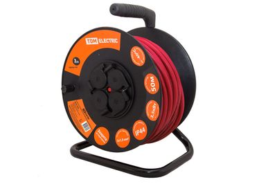 Удлинитель силовой УКз16-004 TDM (IP44 4 места/50м КГ 3х1,5 пласт. катушка) SQ1301-0546