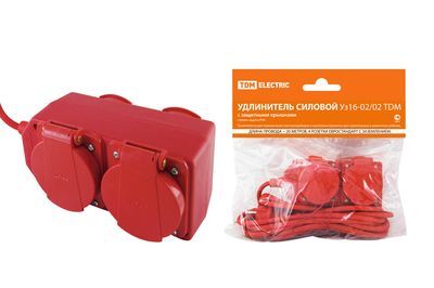 Удлинитель силовой Уз16-02/02 TDM (с крышками IP44, 4 места/20м ПВС 3х1,0) SQ1302-0014