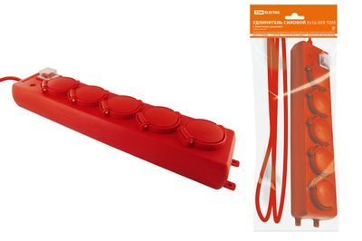 Удлинитель силовой Уз16-05В TDM (с крышками IP44, выключатель, 5 мест/10м ПВС 3х1,0) SQ1302-0017