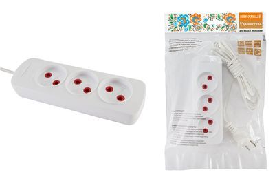 Удлинитель народный  УН3  3 гнезда, 7метров, б/з, ШВВП 2х0,75 мм2  6А/250В SQ1303-1203