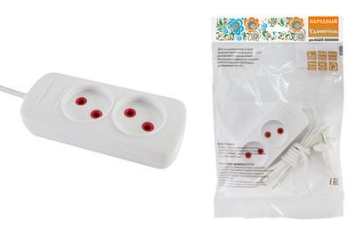 Удлинитель народный  УН2  2 гнезда, 7метров, б/з, ШВВП 2х0,75 мм2  6А/250В SQ1303-1233