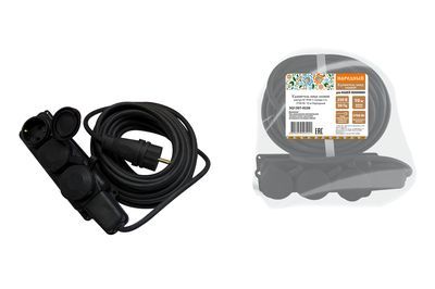 Удлинитель-шнур силовой каучук КГ IP44 3 гнезда с/з, 3700 Вт 10м Народный SQ1307-0226