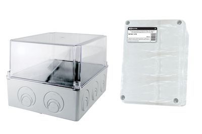 Распаячная коробка ОП 240х195х165мм, проз. крышка, IP55, кабельные ввода d28-3 шт., d37-2 шт., TDM SQ1401-1278