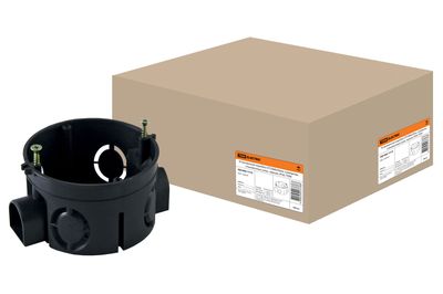 Установочная коробка СП D68х42мм, саморезы, стыковочные узлы, черная, IP20, TDM SQ1402-1115