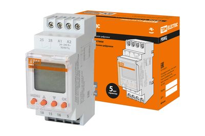 Реле времени РВМЦ-1с/100час-2х8А-24/230В-DIN (мнф.цифр., 24реж., 1с-100час, 24-230В АС/DC) TDM SQ1503-0026