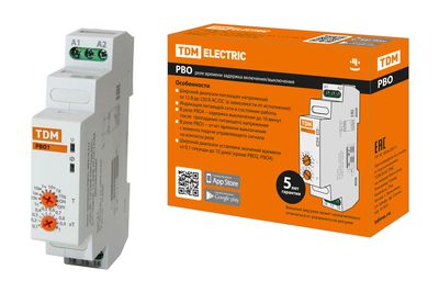 Реле времени РВО1-ВКЛ-0,1с/10дн-8А-12/230В-DIN (зад.вкл., 0,1с-10дней, 12-230В AC/DC) TDM SQ1503-0027