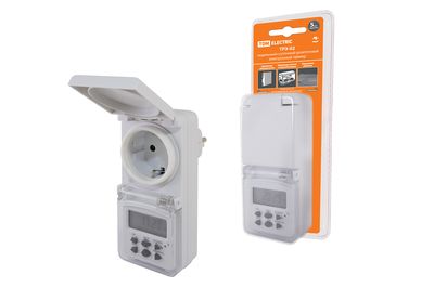 Таймер розеточный ТРЭ-02-1мин/7дн-10on/off-8А-IP44 (недельный, защита от влаги) TDM SQ1506-0005