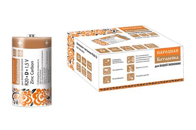 Элемент питания R20 D Zinc Carbon 1,5V SH-2 Народный SQ1702-0022