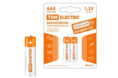 Аккумулятор AAA-800 mAh Ni-MH BP-2 TDM SQ1702-0074
