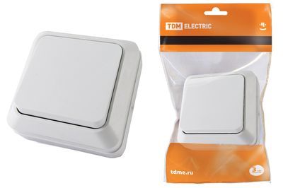 "Выключатель 1-кл. открытой установки IP20 10А, белый ""Ладога"" TDM" SQ1801-0001