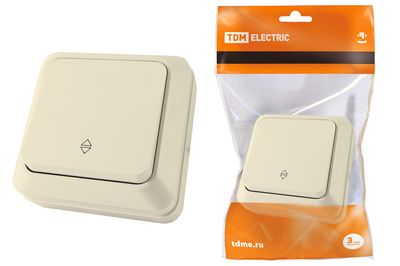 "Переключатель на 2 направления 1-кл. открытой установки IP20 10А, сл. кость ""Ладога"" TDM" SQ1801-0006