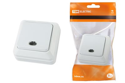 "Выключатель 1-кл. открытой установки с подсветкой IP20 10А, белый ""Ладога"" TDM" SQ1801-0009