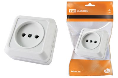 "Розетка 2П открытой установки IP20 10А, белая ""Ладога"" TDM" SQ1801-0013