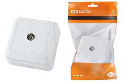 "Розетка TВ простая (0-2400 Гц,  ""мама"") открытой установки, IP20 белая ""Ладога"" TDM" SQ1801-0025