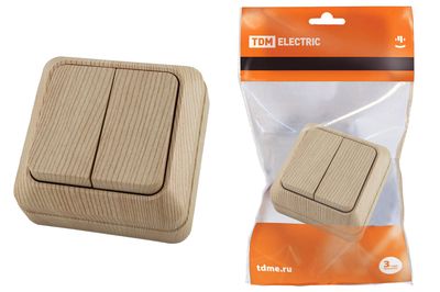 "Выключатель 2-кл. открытой установки IP20 10А, сосна ""Ладога"" TDM" SQ1801-0044