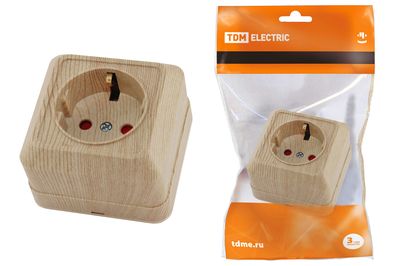 "Розетка 2П+З открытой установки с з/ш IP20 16А, сосна ""Ладога"" TDM" SQ1801-0054